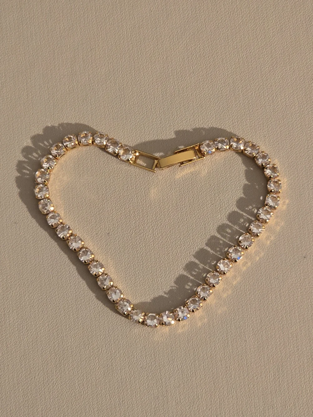 Gold Crystal Tennis Bracelet - Elegant Women's Jewelry